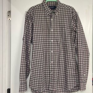 Collared Greens Men’s Dress Shirt Button up Christmas plaid Front Pocket Size L